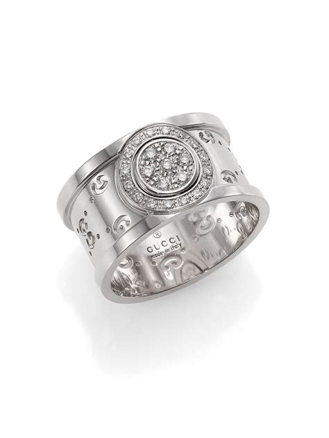 gucci icon twirl 18ct white gold and diamond ring|gucci icon ring with gemstones.